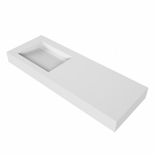 AVON Talc Lavabo sospeso à parete solid surface 130cm. Posizione lavabo Links bordo 12cm.-3