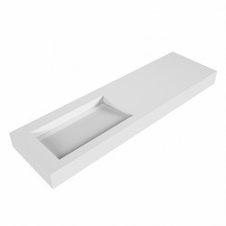 AVON Talc Lavabo sospeso à parete solid surface 161cm. Posizione lavabo Links bordo 12cm.