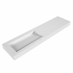 AVON Talc Lavabo sospeso à parete solid surface 190cm. Posizione lavabo Links bordo 12cm.