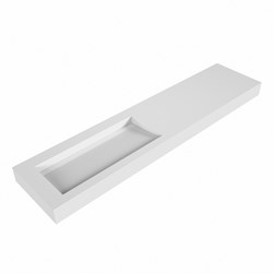 AVON Talc Lavabo sospeso à parete solid surface 200cm. Posizione lavabo Links bordo 12cm.