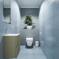 ADA 40cm toiletmeubel army. LEX wastafel talc positie midden. Zonder kraangat
