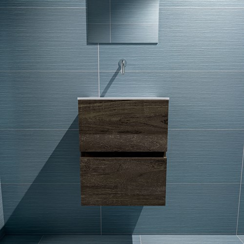 ADA 40cm toiletmeubel dark brown. LEX wastafel talc positie midden. Zonder kraangat-3