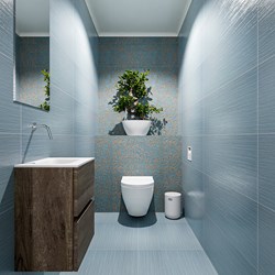 ADA 40cm toiletmeubel dark brown. LEX wastafel talc positie midden. Zonder kraangat