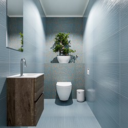 ADA 40cm toiletmeubel dark brown. LEX wastafel talc positie rechts. Met 1 kraangat