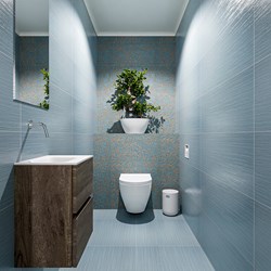 ADA 40cm toiletmeubel dark brown. LEX wastafel talc positie links. Zonder kraangat