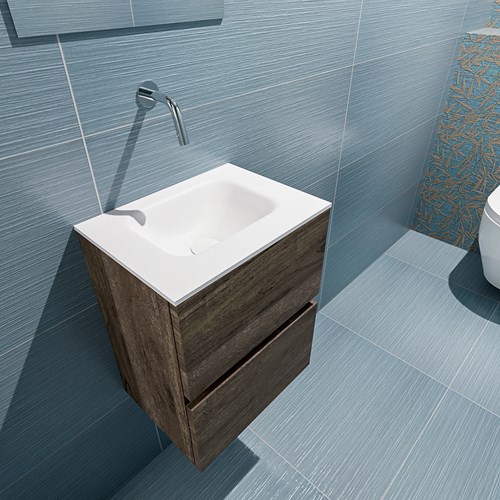 ADA 40cm toiletmeubel dark brown. LEX wastafel talc positie midden. Zonder kraangat-2