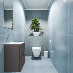 ADA 40cm toiletmeubel dark grey. LEX wastafel talc positie midden. Zonder kraangat
