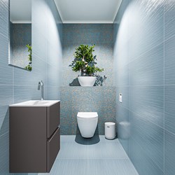 ADA 40cm cloakroom vanity set Dark Grey. Vanity top LEX Talc position Left 1 tab hole.