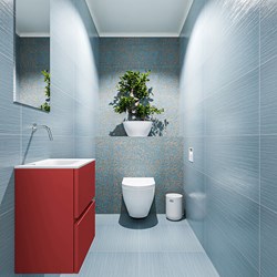 ADA 40cm toiletmeubel fire. LEX wastafel talc positie midden. Zonder kraangat