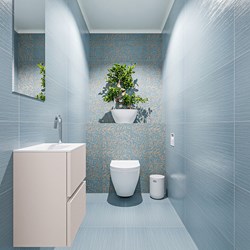 ADA 40cm toiletmeubel linen. LEX wastafel talc positie links. Met 1 kraangat