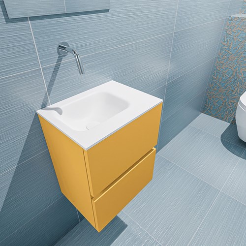 ADA 40cm cloakroom vanity set Ocher. Vanity top LEX Talc position Left without tab hole.-2