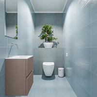 ADA 40cm toiletmeubel smoke. LEX wastafel talc positie midden. Zonder kraangat