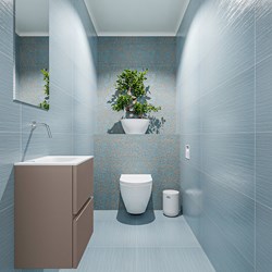 ADA 40cm toiletmeubel smoke. LEX wastafel talc positie midden. Zonder kraangat