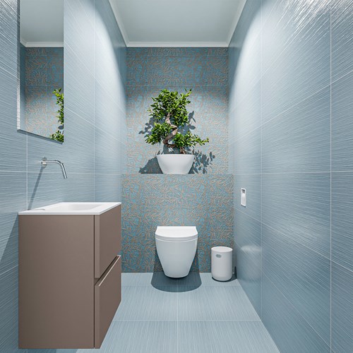 ADA 40cm toiletmeubel smoke. LEX wastafel talc positie midden. Zonder kraangat