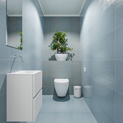ADA 40cm toiletmeubel talc. LEX wastafel talc positie midden. Zonder kraangat