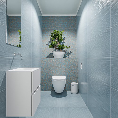 ADA 40cm toiletmeubel talc. LEX wastafel talc positie midden. Zonder kraangat