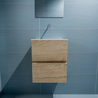 ADA 40cm meuble lave-main Washed Oak. Lavabo LEX Talc position Centrée sans trou pour robinet.-3