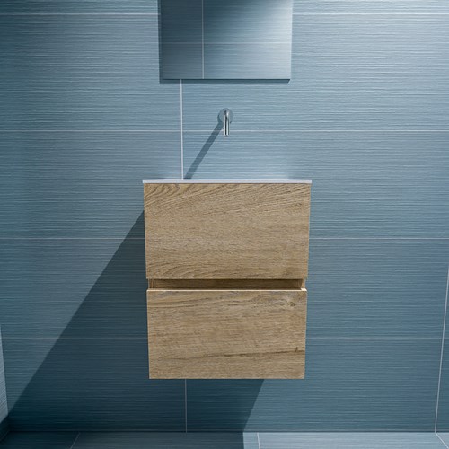 ADA 40cm mobile lavabo Washed Oak. Lavabo LEX Talc posizione Centro senza foro per il rubinetto.-3