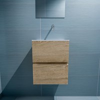 ADA 40cm mobile lavabo Washed Oak. Lavabo LEX Talc posizione Destra senza foro per il rubinetto.-3