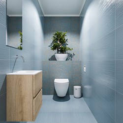 ADA 40cm toiletmeubel washed oak. LEX wastafel talc positie rechts. Zonder kraangat