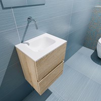 ADA 40cm mueble fondo reducido Washed Oak. LEX lavabo Talc posición Centro sin orificio.-2