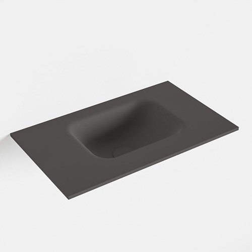 LEX Dark Grey solid surface inleg wastafel voor toiletmeubel 50cm. Positie wasbak rechts