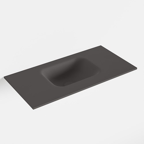 LEX Dark Grey solid surface inleg wastafel voor toiletmeubel 60cm. Positie wasbak midden