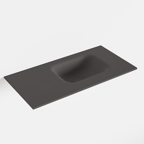 LEX Dark Grey solid surface inleg wastafel voor toiletmeubel 60cm. Positie wasbak rechts