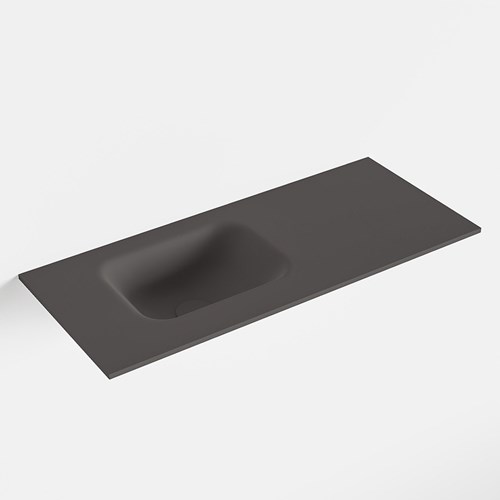LEX Dark Grey solid surface inleg wastafel voor toiletmeubel 70cm. Positie wasbak links