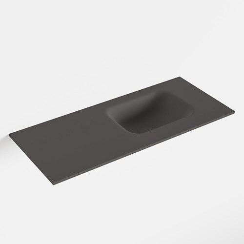 LEX Dark Grey solid surface inleg wastafel voor toiletmeubel 70cm. Positie wasbak rechts