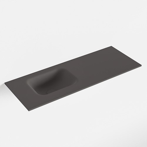 LEX Dark Grey solid surface inleg wastafel voor toiletmeubel 80cm. Positie wasbak links