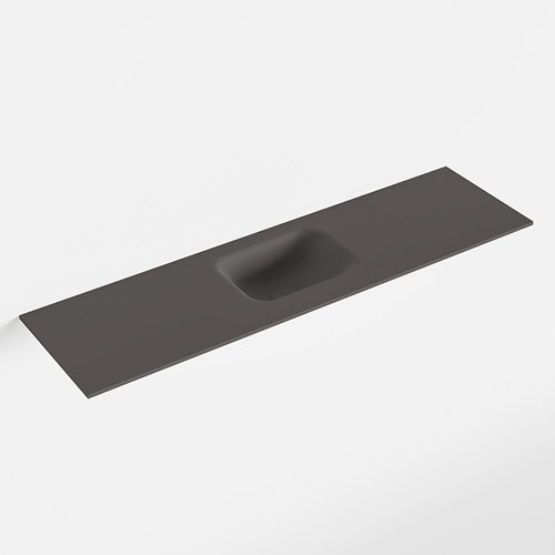 LEX Dark Grey solid surface inleg wastafel voor toiletmeubel 110cm. Positie wasbak midden