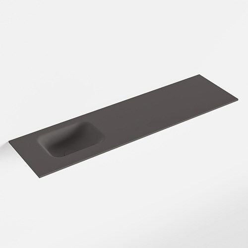 LEX Dark Grey solid surface inleg wastafel voor toiletmeubel 110cm. Positie wasbak links