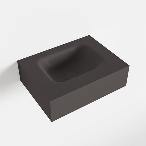 LEX Dark Grey vrijhangende solid surface wastafel 40cm. Positie wasbak midden