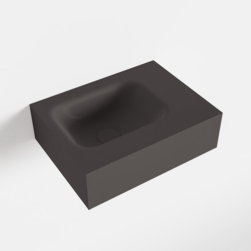 LEX Dark Grey vrijhangende solid surface wastafel 40cm. Positie wasbak links