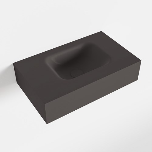 LEX Dark Grey vrijhangende solid surface wastafel 50cm. Positie wasbak rechts