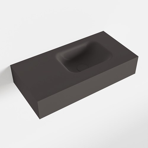 LEX Dark Grey vrijhangende solid surface wastafel 60cm. Positie wasbak rechts