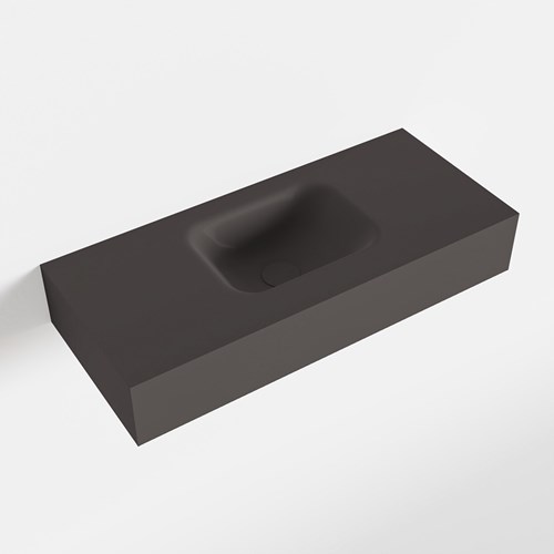 LEX Dark Grey vrijhangende solid surface wastafel 70cm. Positie wasbak midden