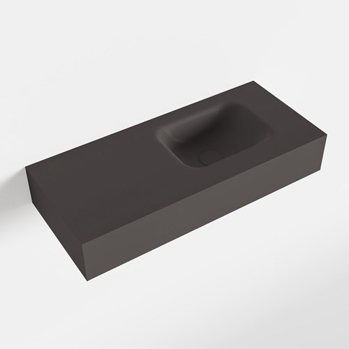 LEX Dark Grey vrijhangende solid surface wastafel 70cm. Positie wasbak rechts
