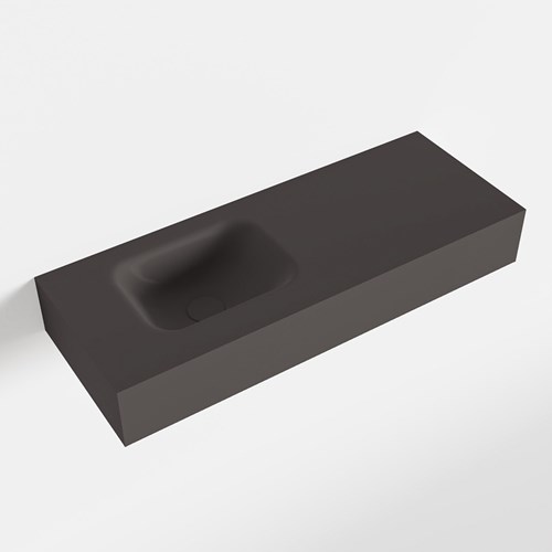LEX Dark Grey vrijhangende solid surface wastafel 80cm. Positie wasbak links