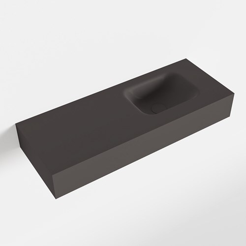 LEX Dark Grey vrijhangende solid surface wastafel 80cm. Positie wasbak rechts