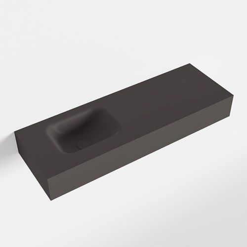 LEX Dark Grey vrijhangende solid surface wastafel 90cm. Positie wasbak links