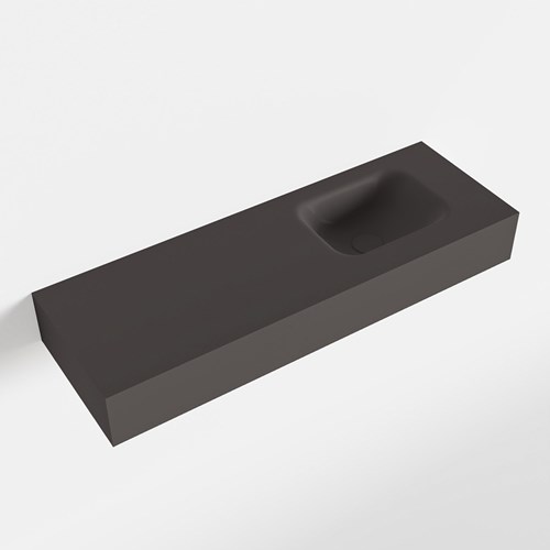LEX Dark Grey vrijhangende solid surface wastafel 90cm. Positie wasbak rechts