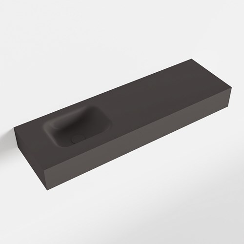 LEX Dark Grey vrijhangende solid surface wastafel 100cm. Positie wasbak links