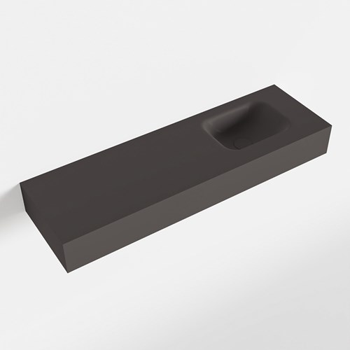 LEX Dark Grey vrijhangende solid surface wastafel 100cm. Positie wasbak rechts