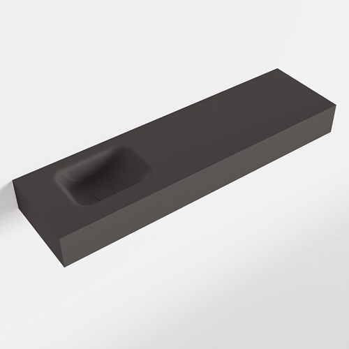 LEX Dark Grey vrijhangende solid surface wastafel 110cm. Positie wasbak links
