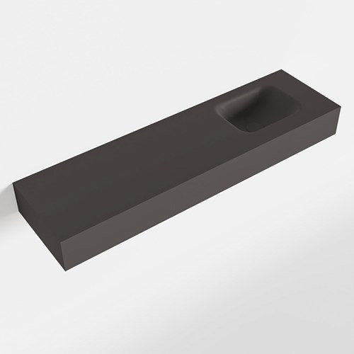 LEX Dark Grey vrijhangende solid surface wastafel 110cm. Positie wasbak rechts