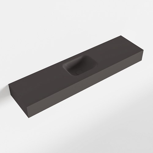 LEX Dark Grey vrijhangende solid surface wastafel 120cm. Positie wasbak midden