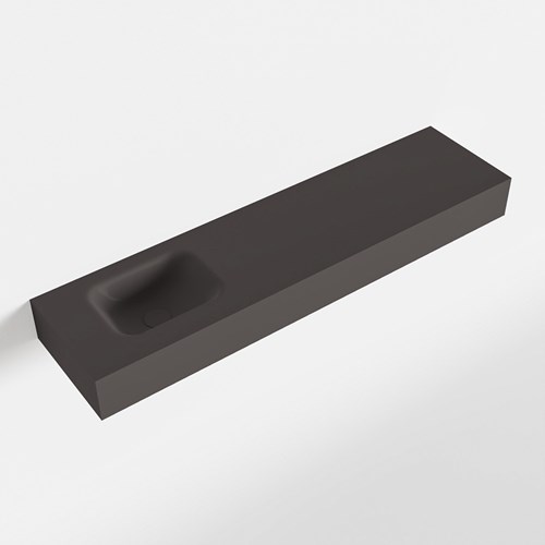 LEX Dark Grey vrijhangende solid surface wastafel 120cm. Positie wasbak links