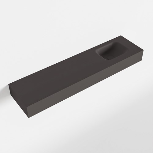 LEX Dark Grey vrijhangende solid surface wastafel 120cm. Positie wasbak rechts